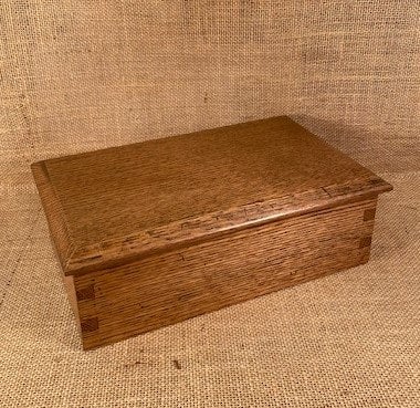 Ready to ship handmade solid oak box with decorative beveled edge